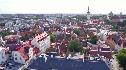 Tallinn Old Town Capital of Estonia Aerial View