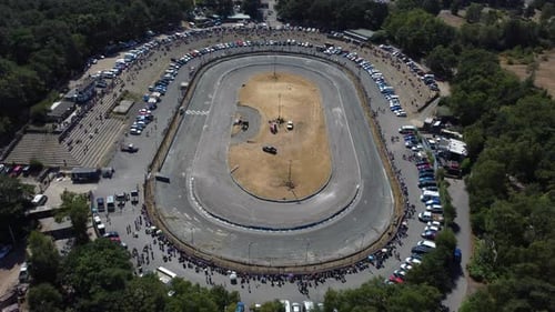 static shot of empty racetrack before race
