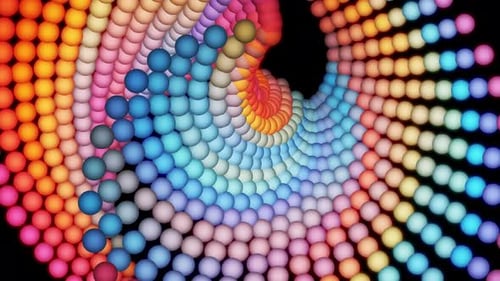 Abstract Colorful Spheres Spiral Vortex Motion Graphic