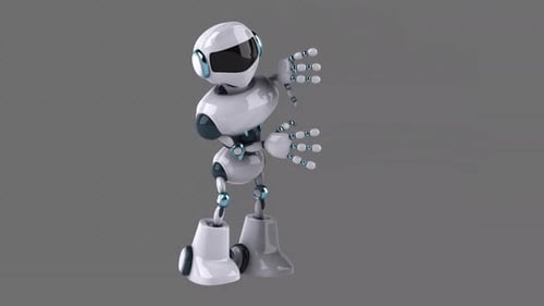 Fun 3D robot pulling a sign (with alpha channel)