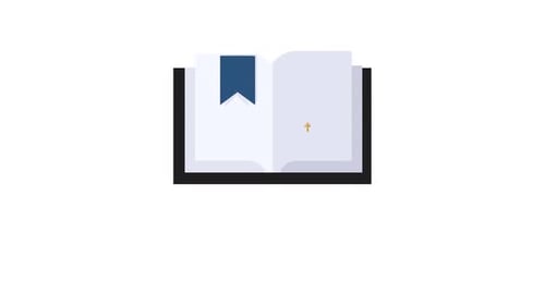 Flat Design Bible Book with Cross and Bookmark Animation
