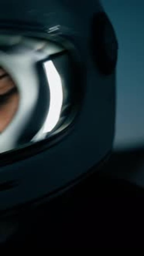 Astronaut With Helmet Surprised To Be On A Wonderful Planet Just Off Spacecraft