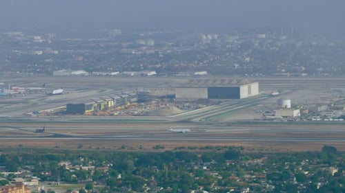 Los Angeles international airport lax southbound transition runway aerial view