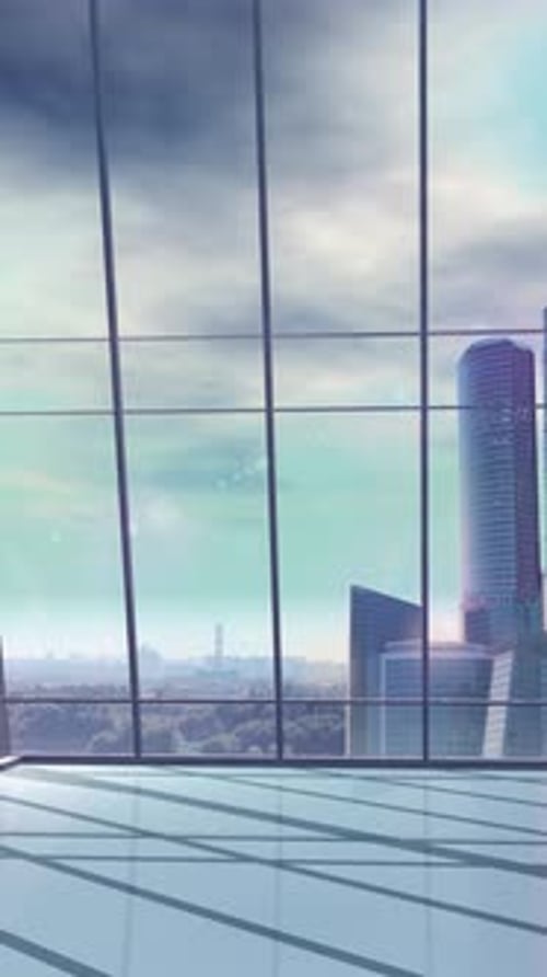 Office with Infographics About Artificial Intelligence 3D Render