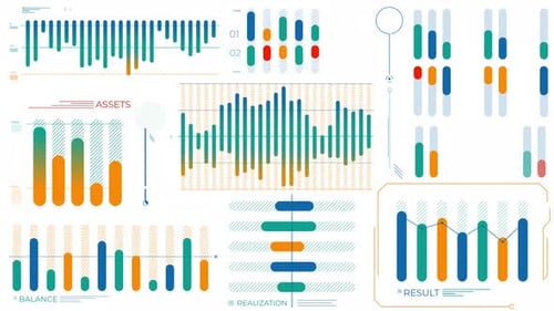 Animated Set of Business Charts and Infographic Elements