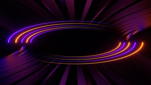 Orange And Purple Neon Ellipse In Frame Background Vj Loop l 4K