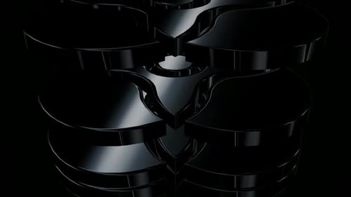 Abstract Metallic Design Elements Rotate and Interlock