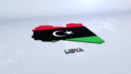 Libya Map With Flag