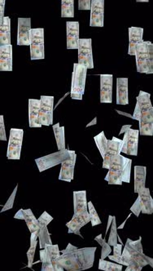Cash Deluge Realistic Vertical Money Rain Full HD Loop