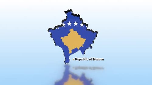 3D Animated Map of Republic of Kosovo with Flag