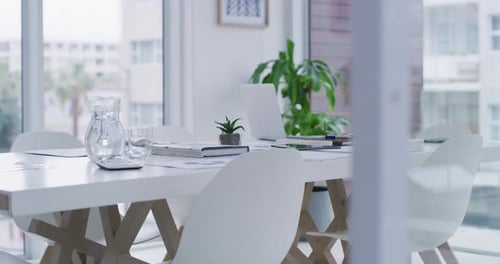 4k video footage of an empty boardroom in a modern office