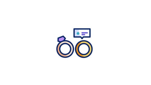 Animated Wedding Rings Icon with Diamond and Speech Bubble
