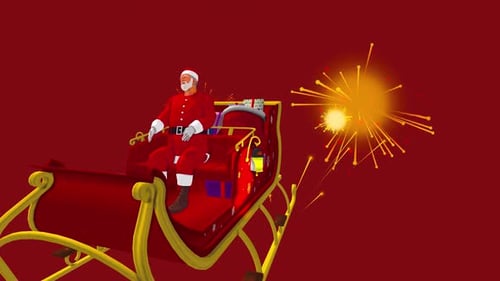 Animated Santa Claus Sleigh with Festive Sparks for Christmas