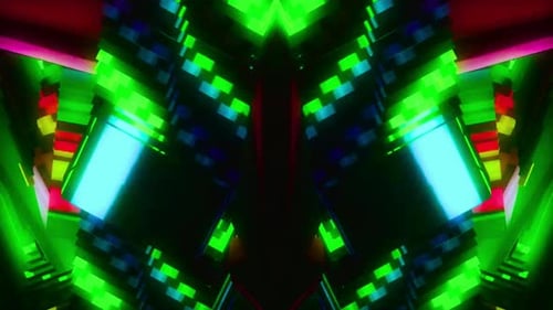 Motif cybernétique dynamique créant une expérience numérique futuriste avec un abstrait vert fluo et bleu