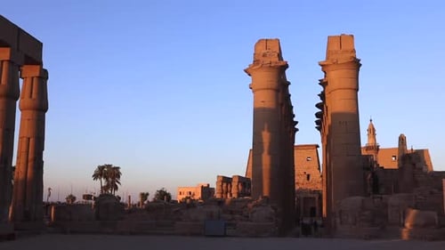 Columns In The Luxor Temple During Sunset