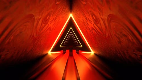 Red And Orange Triangular Alien Neon Corridor Background Vj Loop I 4K