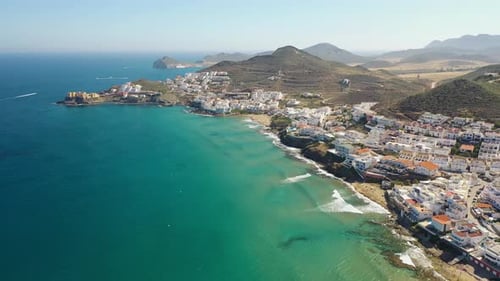 Aerial view of San Jose, a small town along the coast near Almeria, Spain.