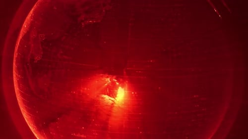 Digital World Map Animation with Glowing Country Outlines