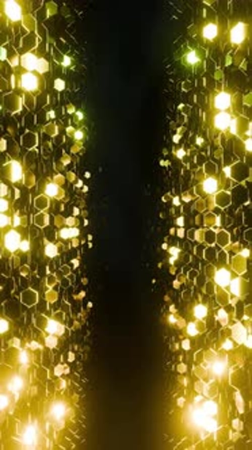 Seamless Glowing Gold Hexagon Tunnel Loop Background