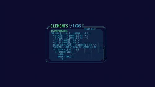 Fenêtre d'interface HUD horizontale avec éléments de codage