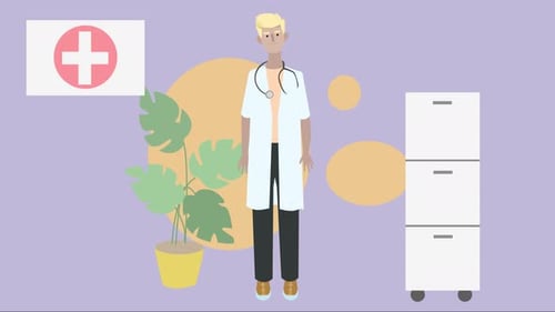 Animated Flat Design Doctor Character with Stethoscope