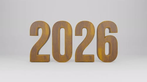 Wooden 3D Numbers 2026 Year Reveal Animation