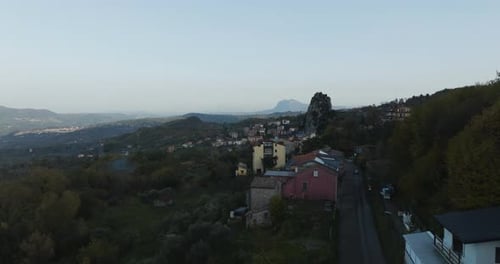 Aerial view of Pietrastornina with mountain, Italy.