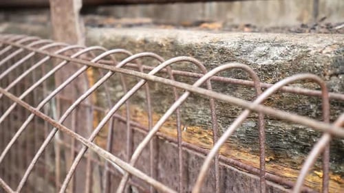 Rusty Metal Grate with Wood and Concrete