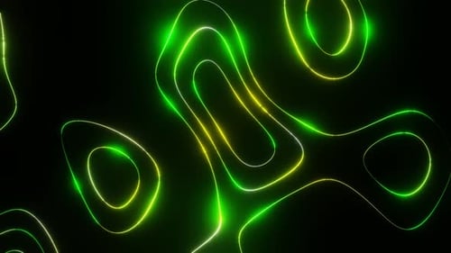 Green And Yellow On Black Abstract Neon Glowing Moving Background Vj Loop Animation In 4K