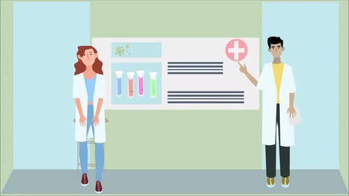 Flat Design Medical Presentation Animation with Scientific Data Display