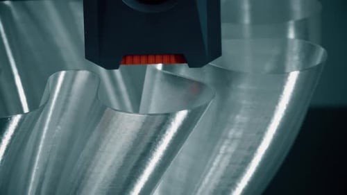 FDM 3d Printer Prints the Plastic Lampshade with Transparent PLA Filament Details Closeup View