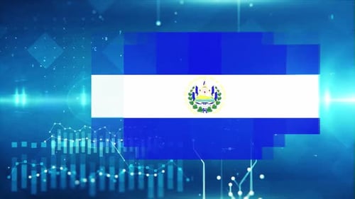 El Salvador Flag On Economy Background And Graph