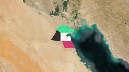 Kuwait Map Zoom and Flag Reveal Animation