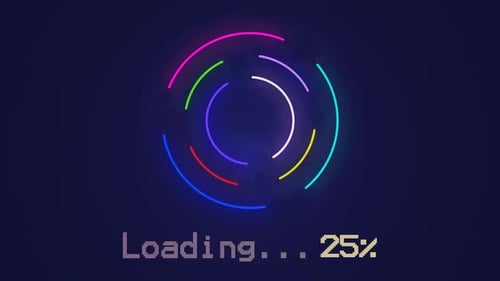 Neon Loading Circle with Pixelated Percentage Counter