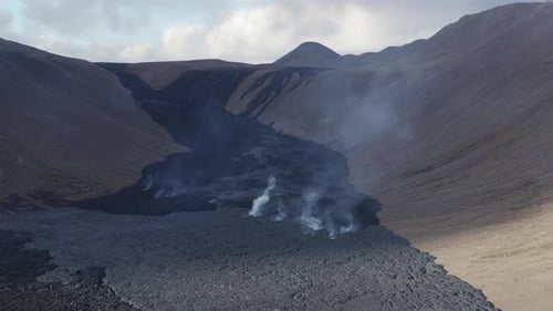Black earth surface from volcanic basalt rock in Natthagi valley, Iceland