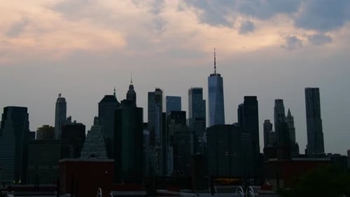 Day to night time lapse shot of Manhattan skyline, New York City, USA