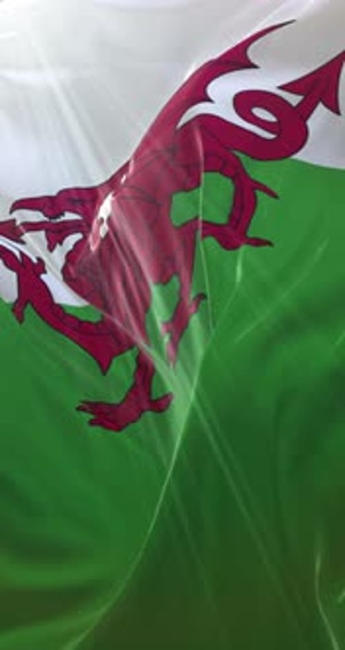 Waving Flag of Wales Vertical Animation