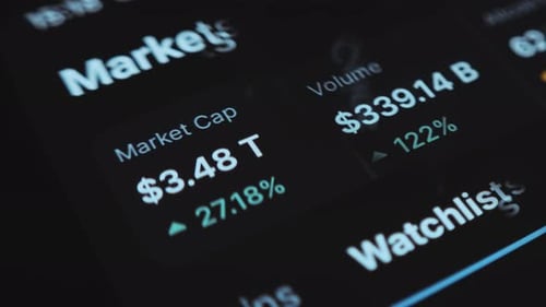 Cryptocurrency Market Cap Growing Double Exposure