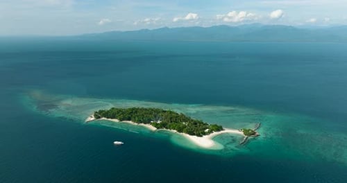 Tropical Island with White Sand Beach in Samal Davao Philippines