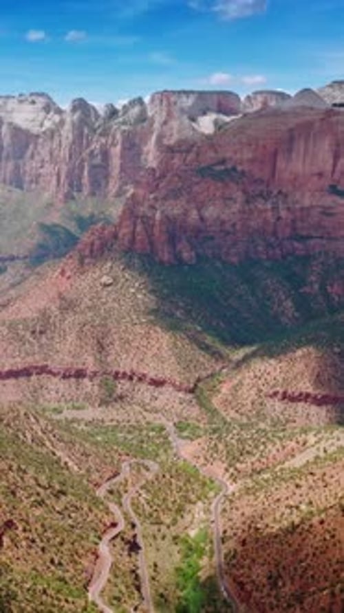 Winding Road Through Red Rock Canyon Aerial