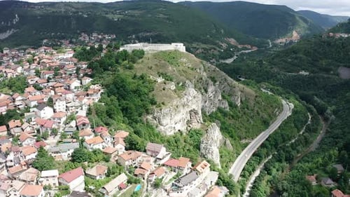 Aerial video of the capital city of Sarajevo of Bosnia and Herzegovina
