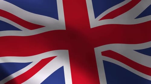 Realistic United Kingdom Flag Waving Seamless Loop