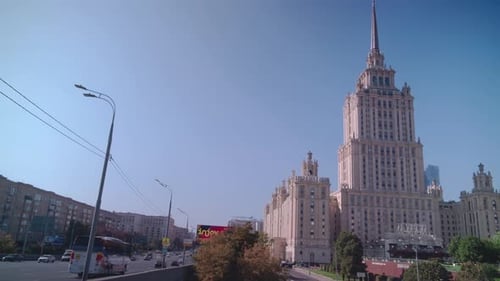 The Old Stalinist High Rise In The Center Of Moscow