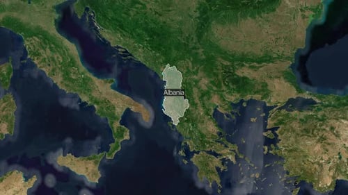 Animated Satellite Map Focus on Albania
