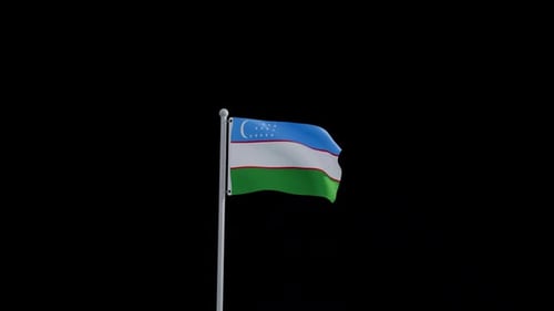 Waving Uzbekistan National Flag Animation