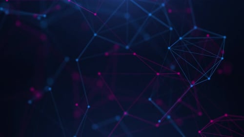 Fondo futurista abstracto con plexo de líneas, puntos y triángulos, tecnología digital