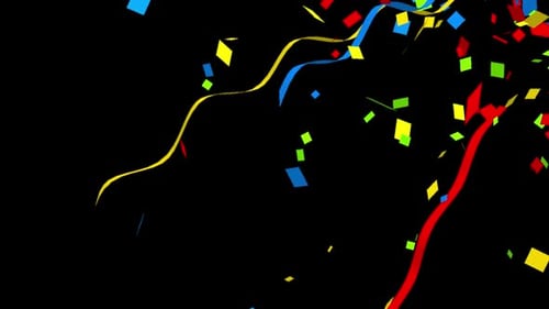 Colorful Flat Confetti and Streamers Falling