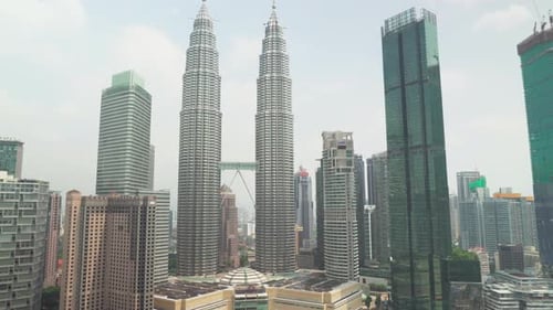 Aerial view of the KLCC Park and Petronas Twin Towers