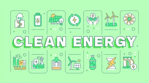 Animated Clean Energy Word Cloud with Flat Icons