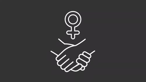 Animated Handshake with Female Symbol for Equality